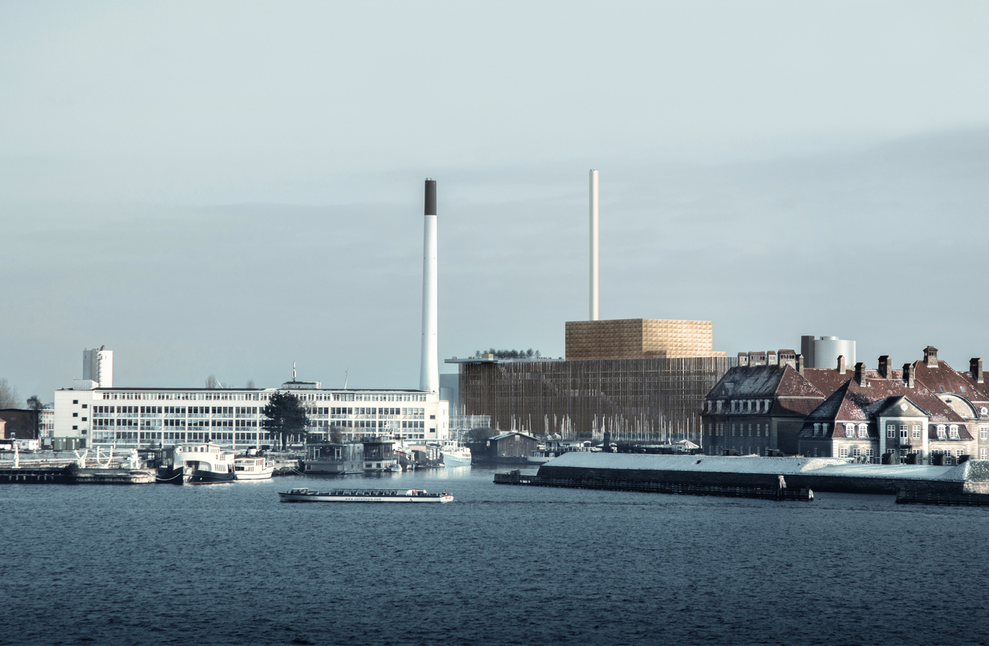Illustration af nyt krafværk BIO4 i København af Gottlieb Paludan Architects